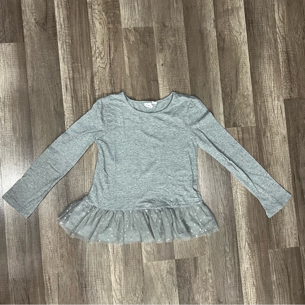 GAP Kids Girls Gray Long Sleeve Top Size M (8). (Like new)